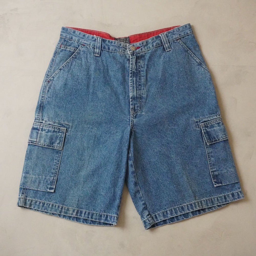 Vintage Sonoma Cargo Denim Shorts 34 Mens 90s Blue Y2K Baggy Utility Skate